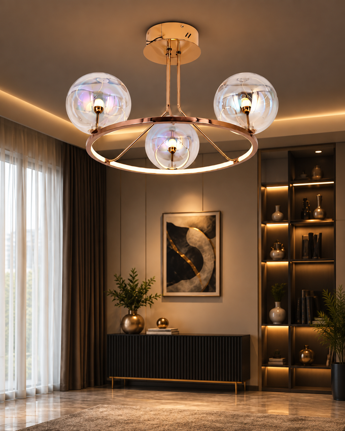 Modern hanging light in a warm interior